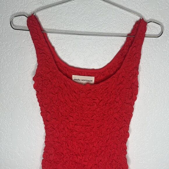 New Mara Hoffman Sloan Popcorn Midi Dress Red XS - Picture 4 of 15